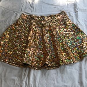 Holographic Gold Mermaid Print Skirt - Size L